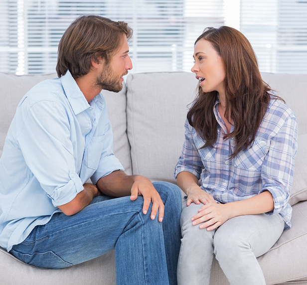 A couple discussing their problems in couples counseling with Viewpoint Psychology & Wellness
